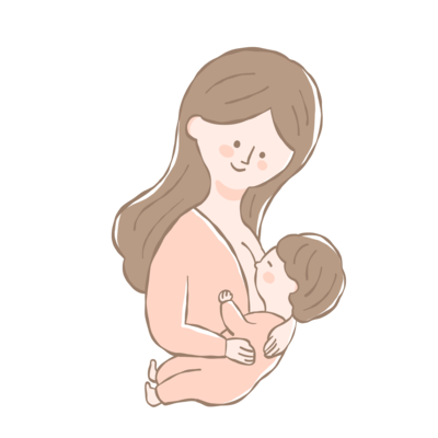 お母さんの母乳を吸う赤ちゃんのイラスト